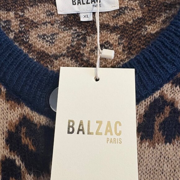 Balzac Paris Blue and Leopard Striped Idole Cardigan - XL - Picture 3 of 4